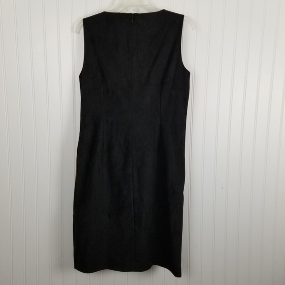 Chicos NWT Pieced Short Dress Sleeveless Color Block Faux Suede Brown Size 0 S/4 - Picture 11 of 14